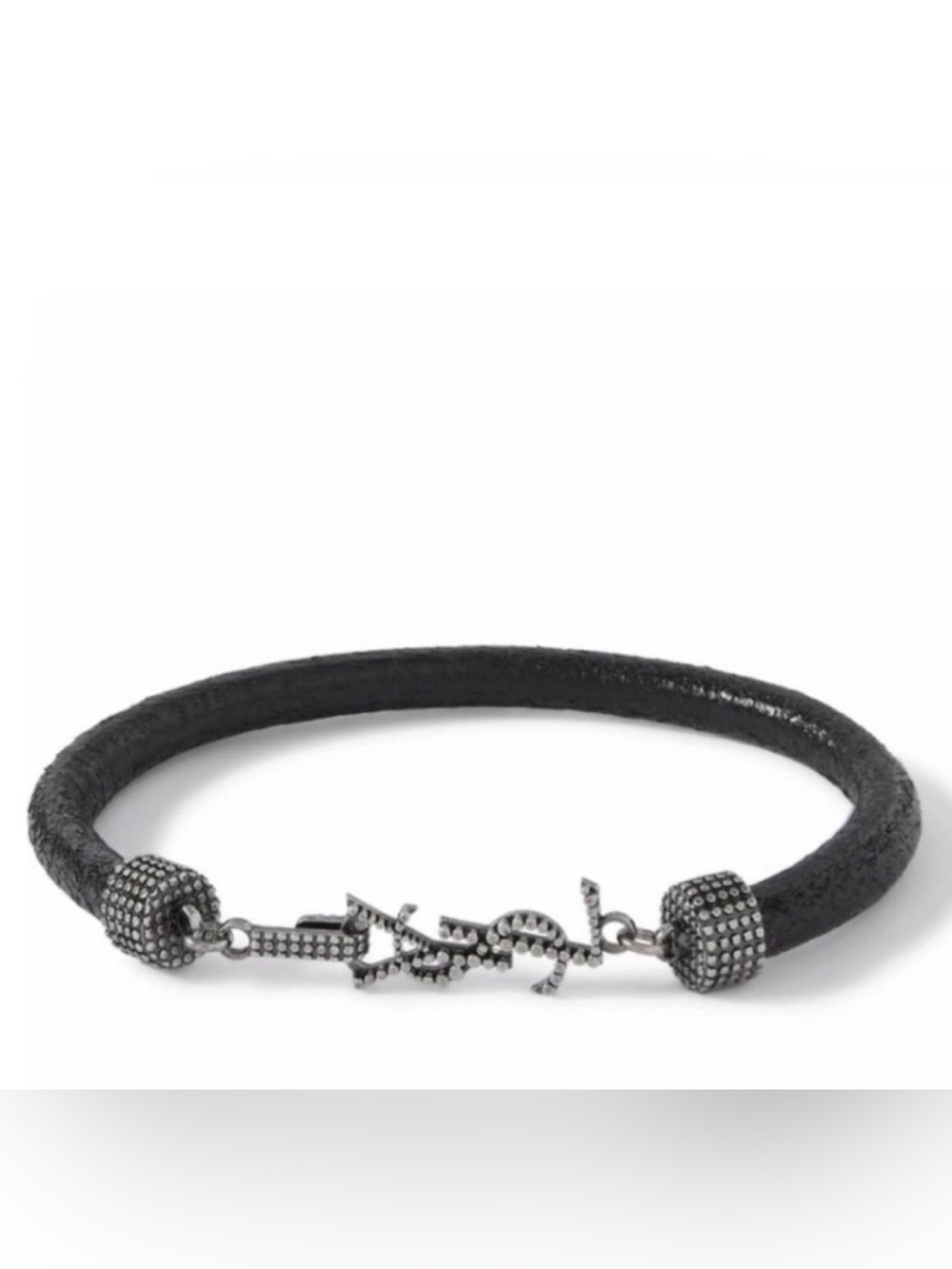 SAINT LAURENT Black Leather Charm Bracelet NWOT